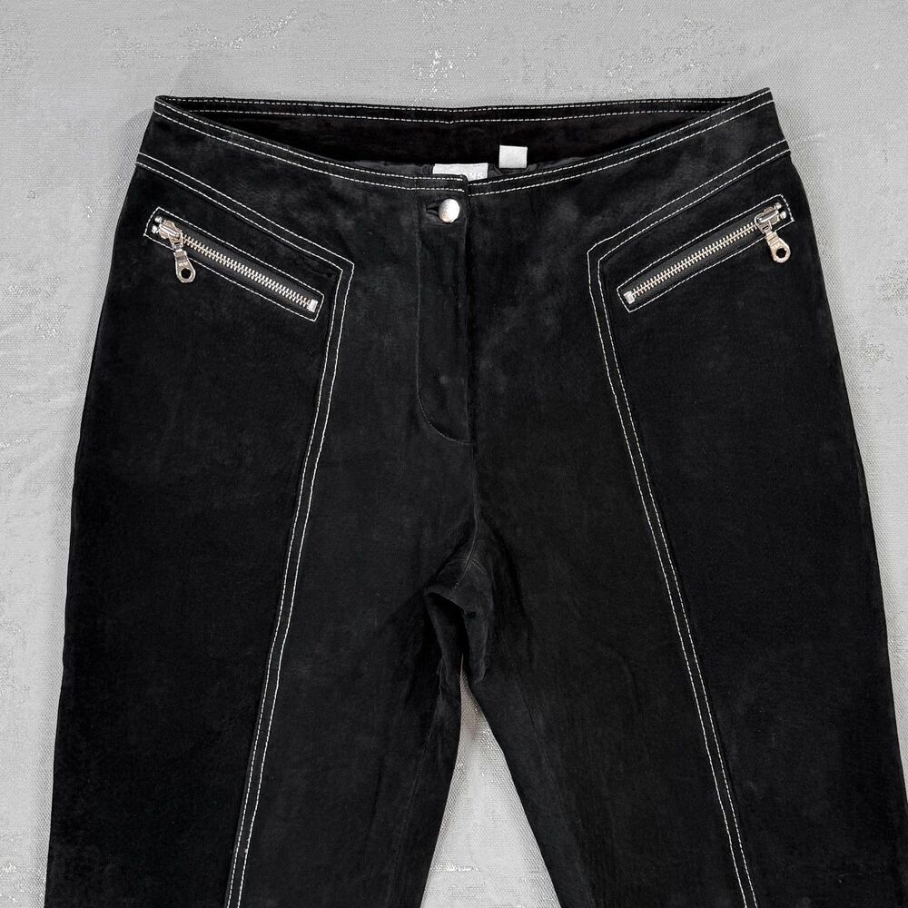 Vintage Wilsons Leather Maxima Black Suede Straight Leg Pants Women's 8 - Picture 2 of 6